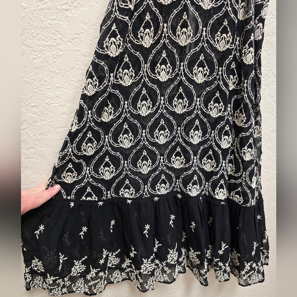 Anthropologie NWT Sheer Black Fully Embroidered mini dress Or Coverup Sz XS - Picture 9 of 12